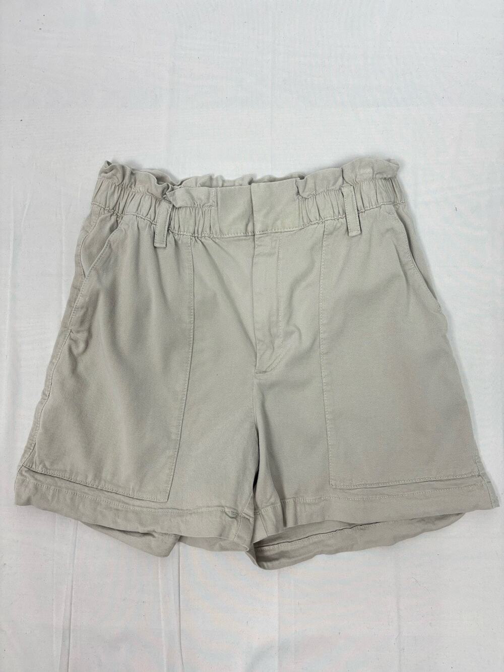 Banana Republic Tan Elastic Waist Shorts Women’s 4 Cuffed 3.5” Inseam Belt Loops